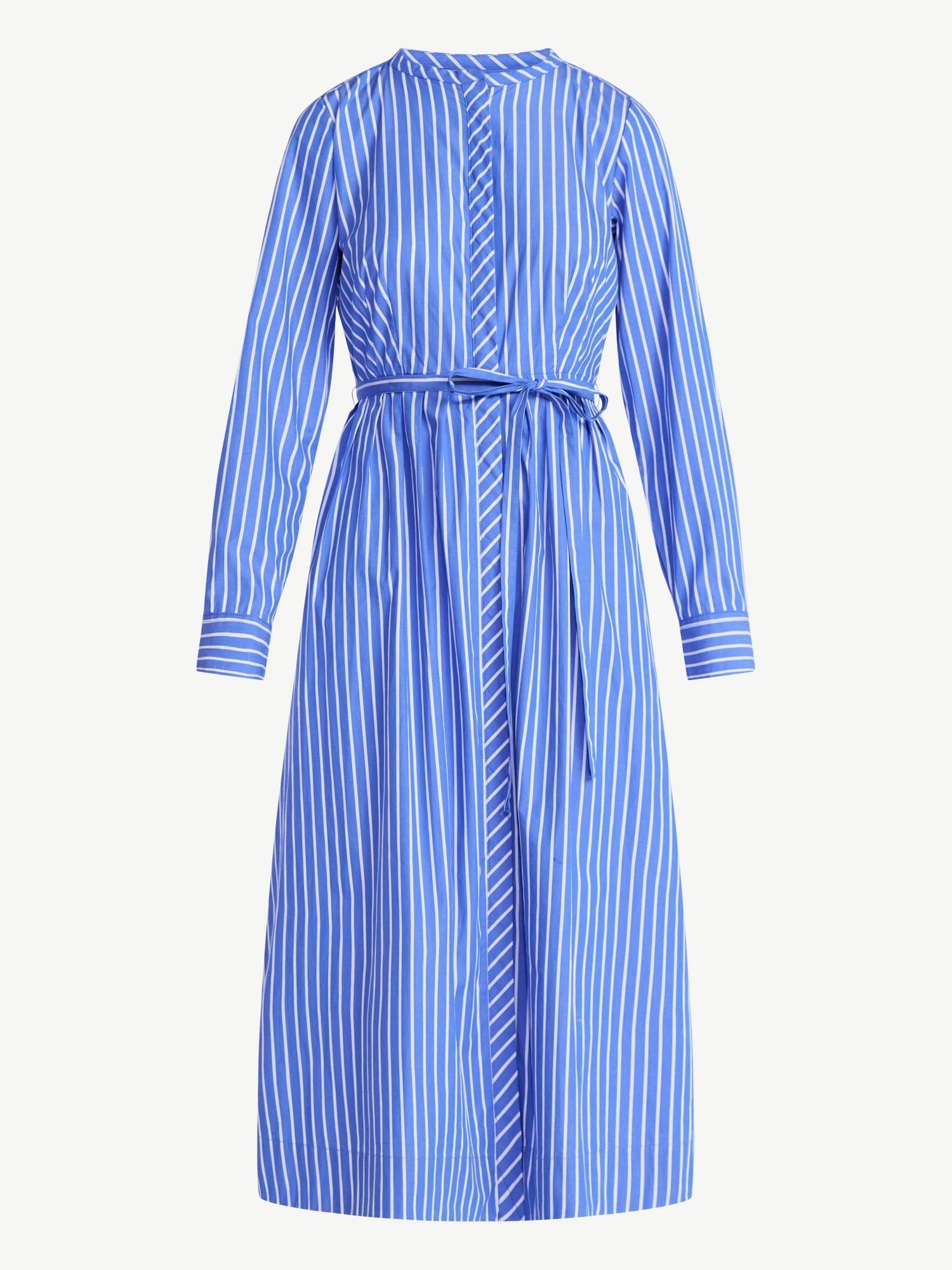 Free Assembly Women's and Women's Plus Pleated Cotton Midi Shirtdress with Long Sleeves, Sizes XS-4X