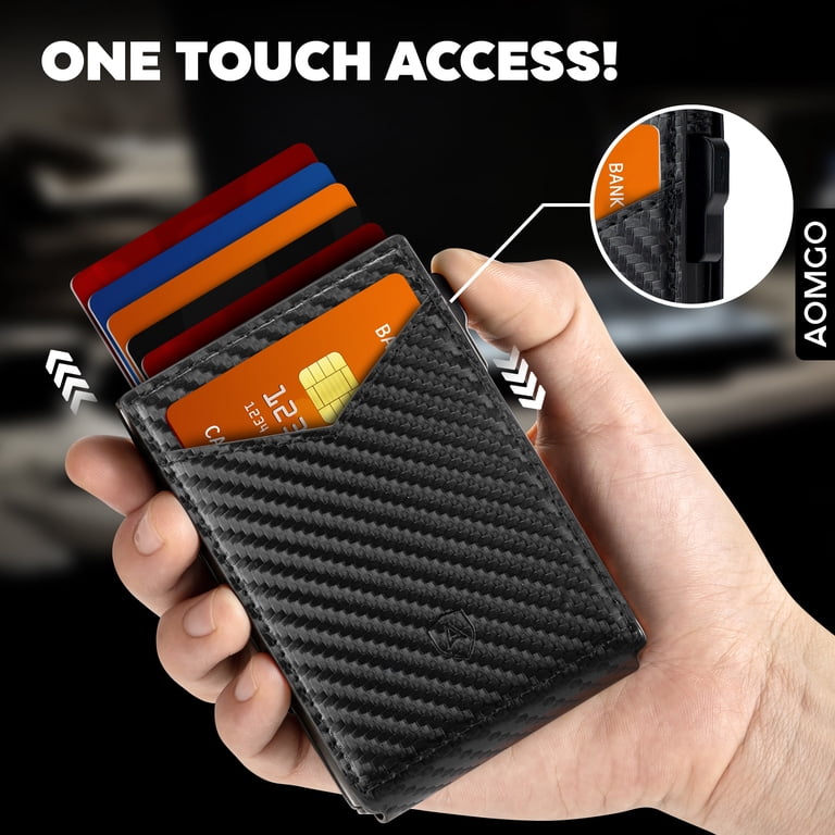 AOMGO Slim Wallet for Men, Pop-Up Card Holder, Black photo 6