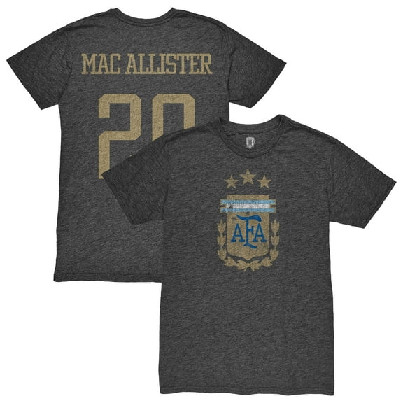 Men's 1863FC Alexis Mac Allister Heather Black Argentina National Team Player Retro Tri-Blend T-Shirt
