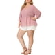 thumbnail image 2 of Plus Size Chiffon Tops for Women's Babydoll Long Sleeve Swiss Dots Blouses Pink 1X, 2 of 7