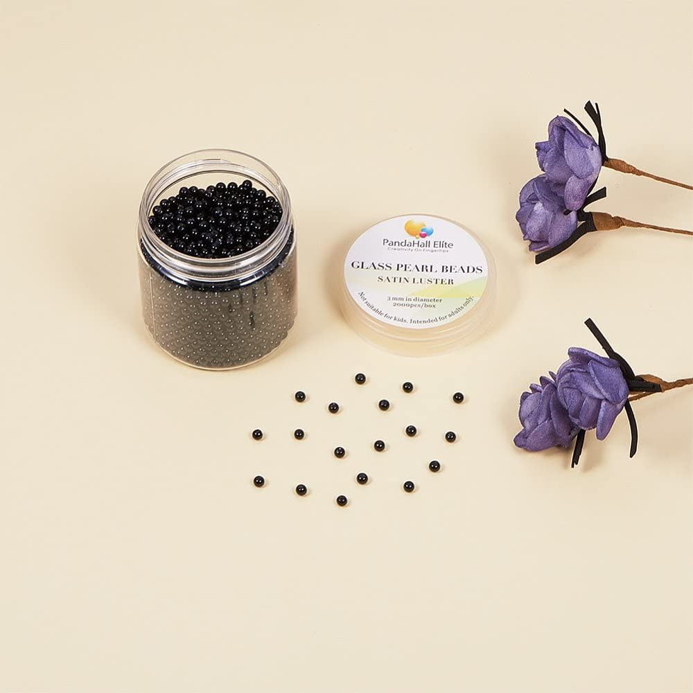 1 Box Eco-Friendly Dyed Glass Pearl Round Beads Black 3mm Hole: 0.7~1.1mm about 2000pcs/box
