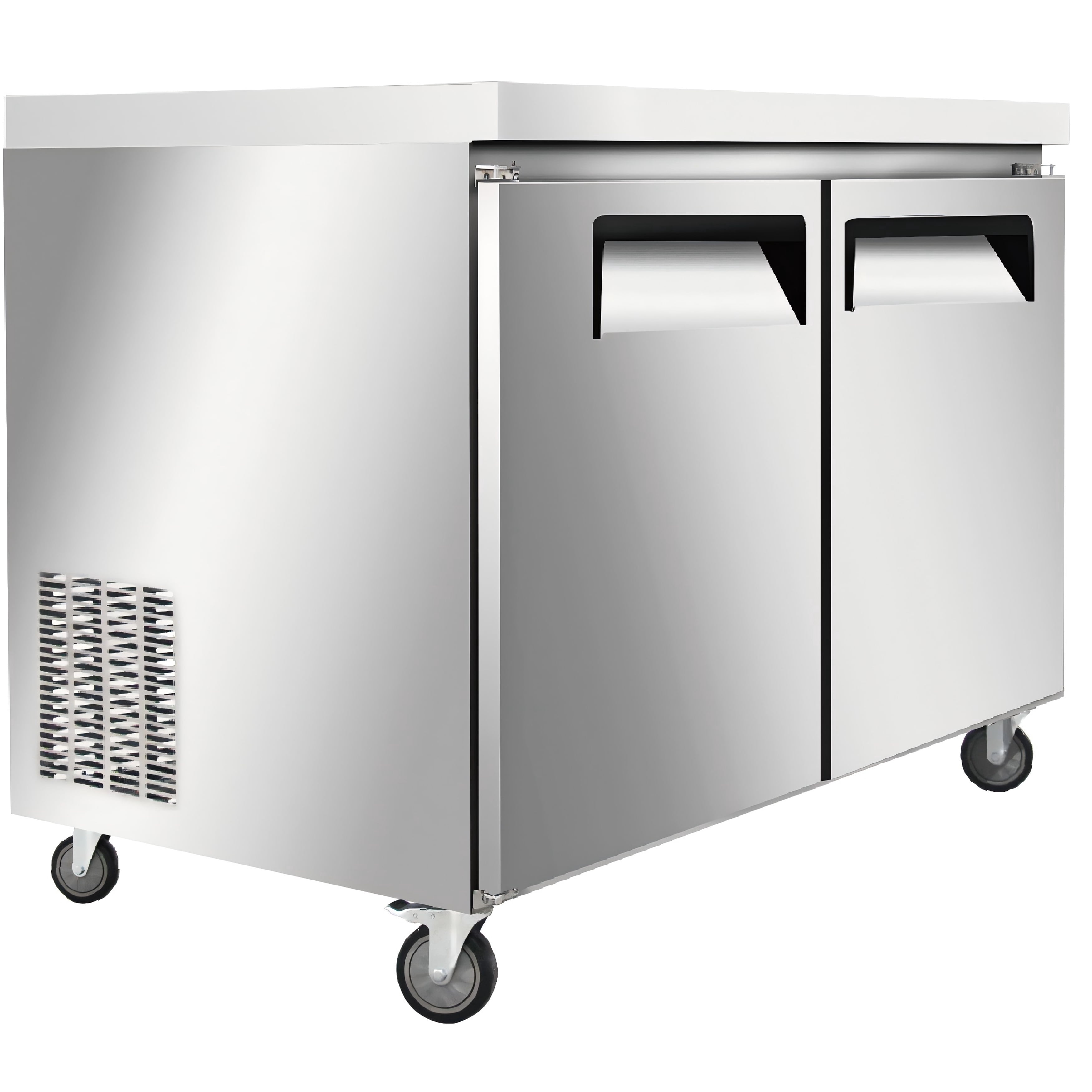 NSF 36.5 in. Commercial Freezer Worktop Undercounter Freezer,  2 Door Stainless Steel Counter Fan Cooling Freezer 13 Cu.Ft. for Restaurant, Bar, Shop