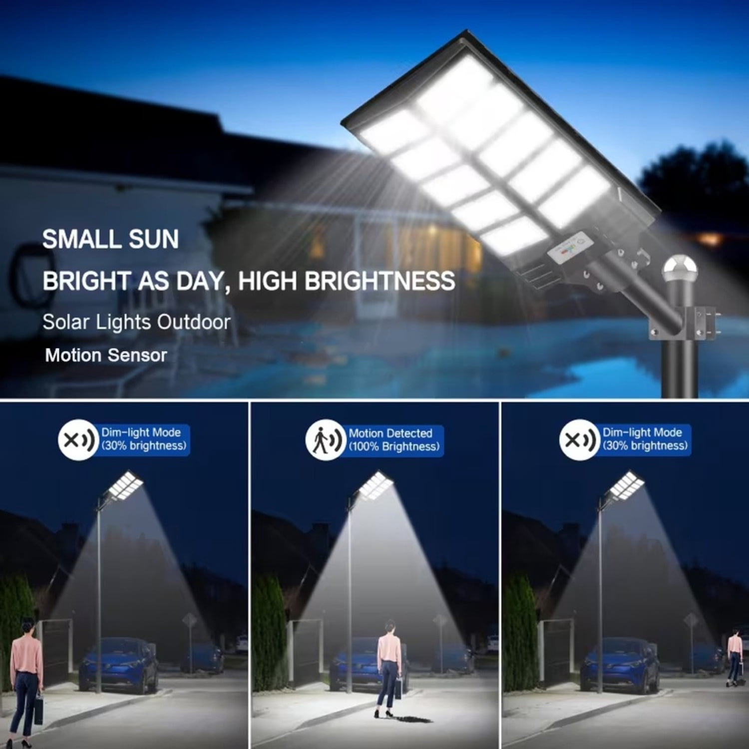 Solar LED Flood Light, Dusk to Dawn, Motion Sensor, 200W, Remote Control