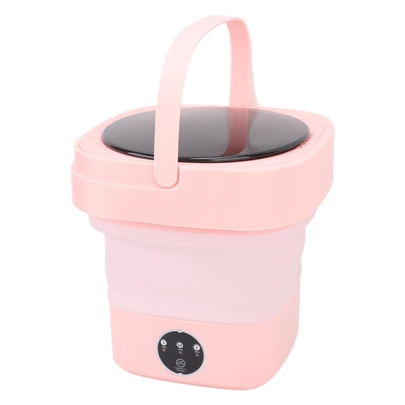 Xirurus Folding Washing Machine Sakura Pink 8L / 2.1 Gallons Top Load Portable Foldable Underwear Washer 3 Modes with Drainage Basket 110-240V Corded Electric Compact Washing Machine for Home Travel