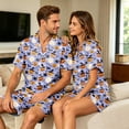 thumbnail image 6 of JULMCOMO Halloween Couples Matching Pajama Sets Pumpkins Print Collared Button Down Holiday Two Piece Sets Cute Printed Comfy Soft Pajamas Light Blue-Women 2XL, 6 of 7