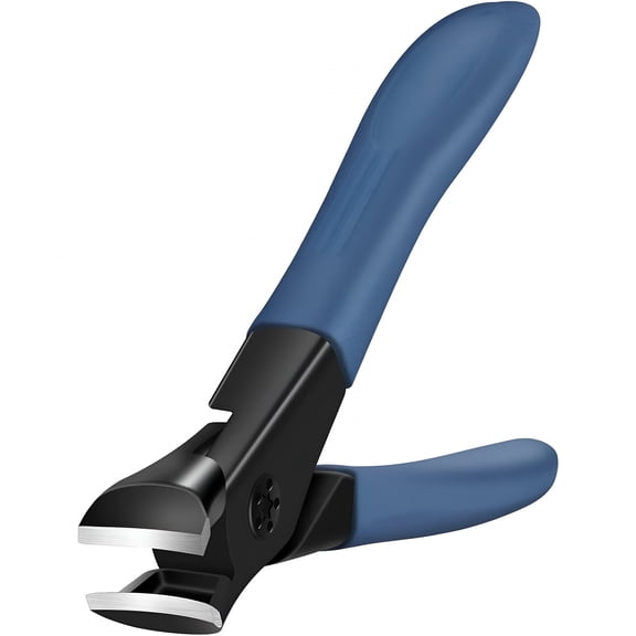 EXLEAF Heavy Duty Nail Clippers For Thick Nails Wide Jaw Toenail Cutter With Nail Catcher Ergonomic Long Handle Sharp Curved Blade For Men Women Elderly Blue