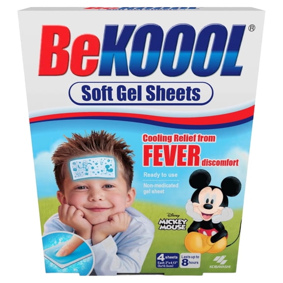 BEKOOOL Soft Gel Sheets for Kids for Cooling Relief from Fever discomfort | 4 Count