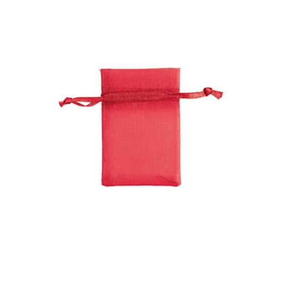 Red Organza Drawstring Pouches - 2"W x 3"H  - Pack of 50