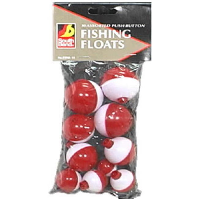 FISHING FLOATS 10  PACK ASST COLORS & SIZES RED & WHITE 