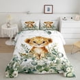 thumbnail image 2 of Feelyou Kawaii Wildlife Leopard Queen Comforter Set, Green Eucalyptus Leaves Bedding Sets, Cartoon Cheetah Reversible Bedding Comforter Set, Microfiber Bedroom Decor, 3-Piece, 2 of 8