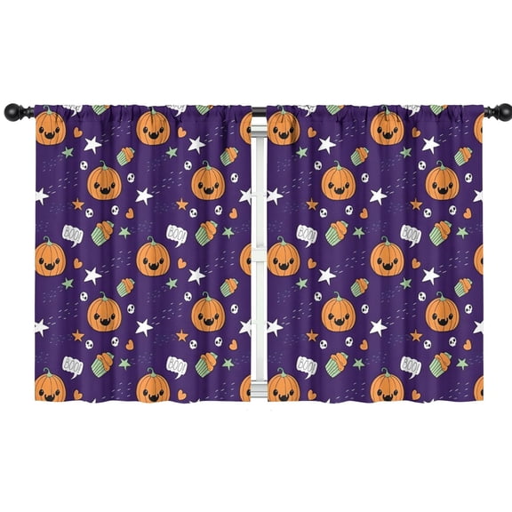 Blackout Kids Curtains,Cute Halloween Icons Pattern Childrens Insulated Curtains Set Of 2,Bedroom Essentials,Toddler Room Decor 42"x54"