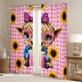 thumbnail image 2 of Manfei Cartoon Highland Cow Black Out Curtains for Preppy Child,Geometric Plaid Grid Curtains Pack of 2 (42x63 Each),Farmhouse Sunflower Animal Bedroom Curtains,Lightweight Room Decor, 2 of 6