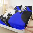 thumbnail image 3 of Castle Fairy Teens Black Blue Splash Twin Sheet Sets 3pcs,Abstract Watercolor Twin Fitted Sheet Microfiber,Vintage Aesthetic Breathable Flat Sheet,Breathable Home Decor, 3 of 7