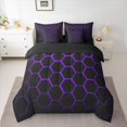 thumbnail image 2 of Feelyou Abstract Twin Bedding Sets 7pcs, Purple Honeycomb Rectangle Bedding Comforter Set, 2 of 8