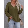 thumbnail image 3 of BTFBM Women's Loose Knitted Casual Sweaters | V Neck,Long Sleeve Sweater,Slouchy Pullover Tops,Fall Winter Clothes, 3 of 6