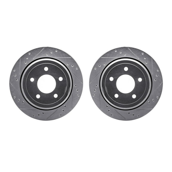 Dynamic Friction Company Rear Brake Rotors-Drilled and Slotted-Silver 7002-56016