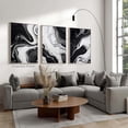 thumbnail image 3 of Black and White Marble Wall Art Abstract Painting Canvas for Living Room Bedroom Decor - Gray Poster Set of 3 No Frame 16x24inch, 3 of 5