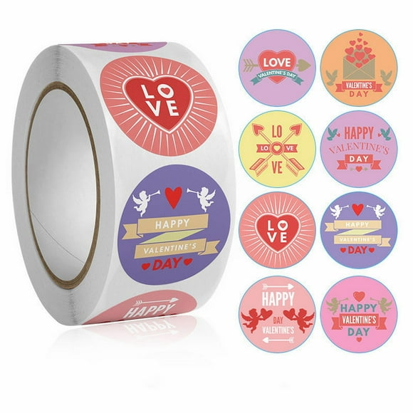 1 Roll Hearts Designer Stickers,8 Patterns Self-Adhesive Decorative Love Heart Stickers Labels,Pink Heart Labels for Party Favors,Party Supplies,Gift Boxes,Crafts,And Scrapbooking