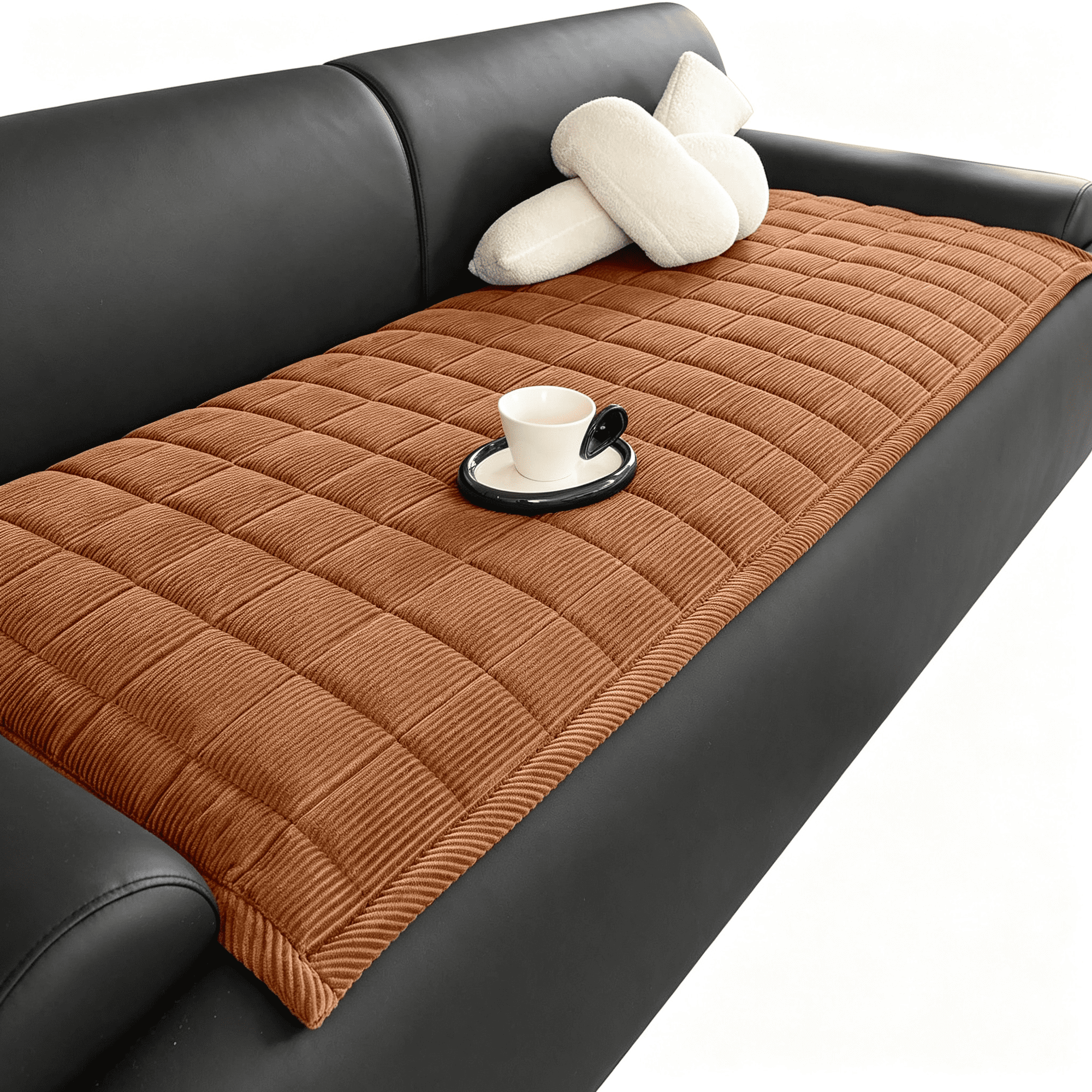 HIBIBUD Couch Covers for Dogs Washable Non Slip Fuzzy Durable Couch Covers for 3 Cushion Sofa Pet Friendly Furniture Protector Covers Dog Mat for Couches (Coffee 27.6 ×82.7 )
