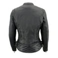 thumbnail image 2 of Milwaukee Leather MLL2571 Ladies Black and Purple 'Crinkled Arm' Lightweight Racer Jacket 2X-Large, 2 of 9