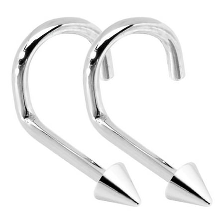 - 2-Pack Nose Piercing Screws - 18ga Spike End - 316L Surgical Steel