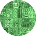 thumbnail image 1 of Ahgly Company Indoor Round Patchwork Emerald Green Transitional Area Rugs, 4' Round, 1 of 4
