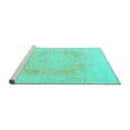 thumbnail image 2 of Ahgly Company Machine Washable Indoor Round Oriental Turquoise Blue Industrial Area Rugs, 5' Round, 2 of 4