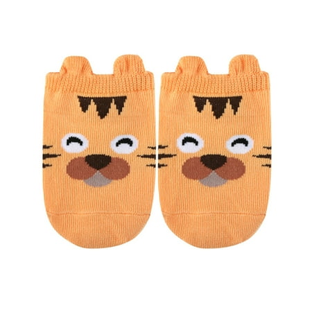 

2pcs New Cartoon Pattern Infant Baby Boy Girl Cotton Short Antiskid Socks Feet orange S