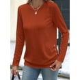 thumbnail image 6 of Long Sleeve Shirts for Women Tunic Tops for Women Loose Fit Dressy Crew Neck Pullover Basic Sweaters for Women Orange L, 6 of 8
