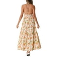 thumbnail image 3 of Vestido Boho de Cuello Halter INSPIRE CHIC para Mujeres, Vestido Maxi Floral Sin Mangas con Cintura Elástica, Vestido de Verano Color Albaricoque XL, 3 of 6