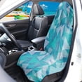 thumbnail image 3 of POLERO Teal Geometric Triangle Car Towel Seat Cover, Non Slip Waterproof Plush Microfiber Cover, Washable for Cars Vans and Drivers, 3 of 7