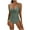 Army Green, variant on Uaswgudfs Women's One-Piece Swimsuit with Geometric Crossover Detail and Deep V-Neckline - Streamlined Design for Modern Beach or Poolside Style Army Green L