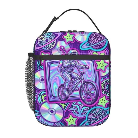 Astronaut Insulated Lunch Bag Lunch Box Cooler Bag With Front Pocket For Women Men,Reusable Lunch Tote Bag Lunchbox For Work Picnic Office
