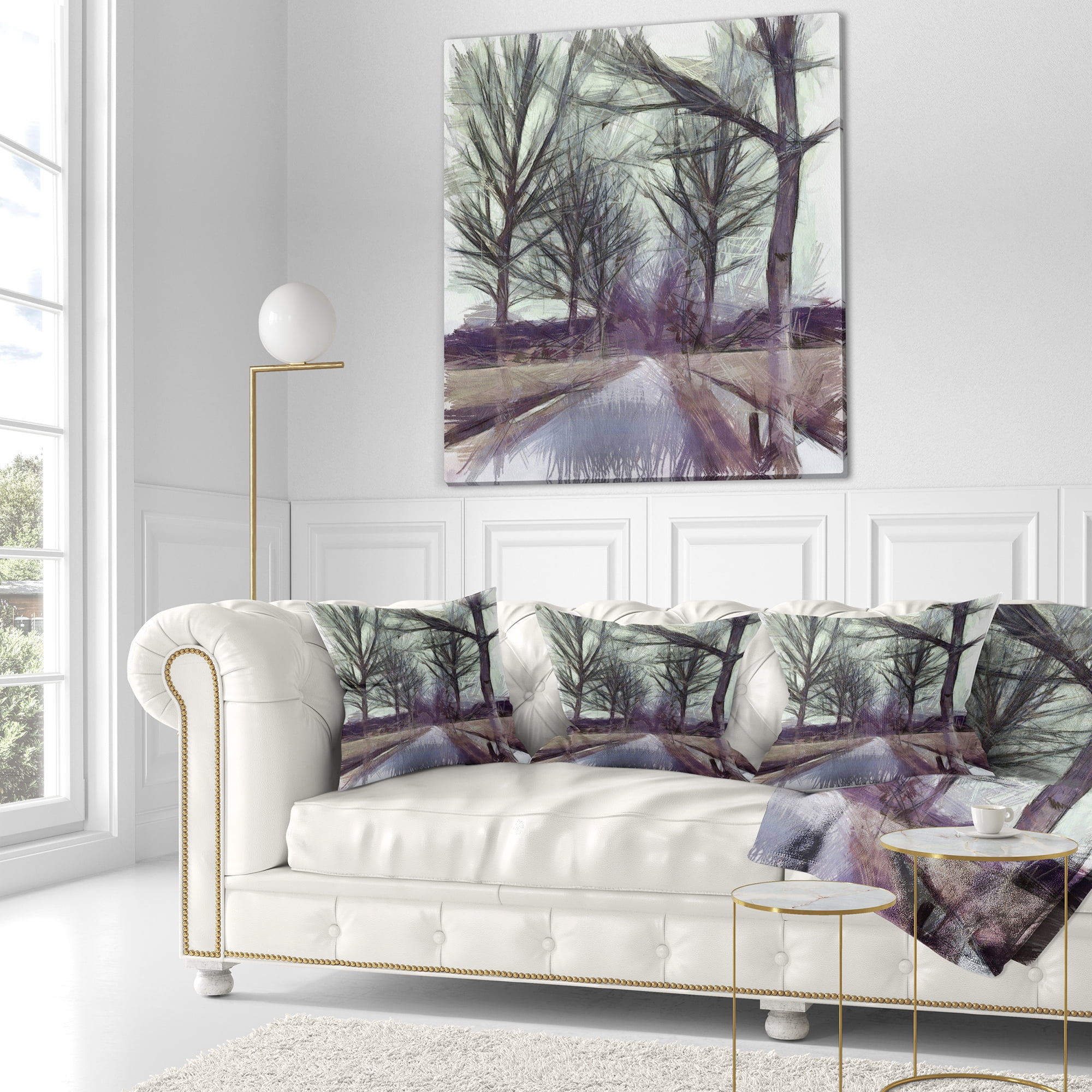Designart Abstract Nature Watercolor Sketch - Landscape Printed Throw Pillow - 18x18