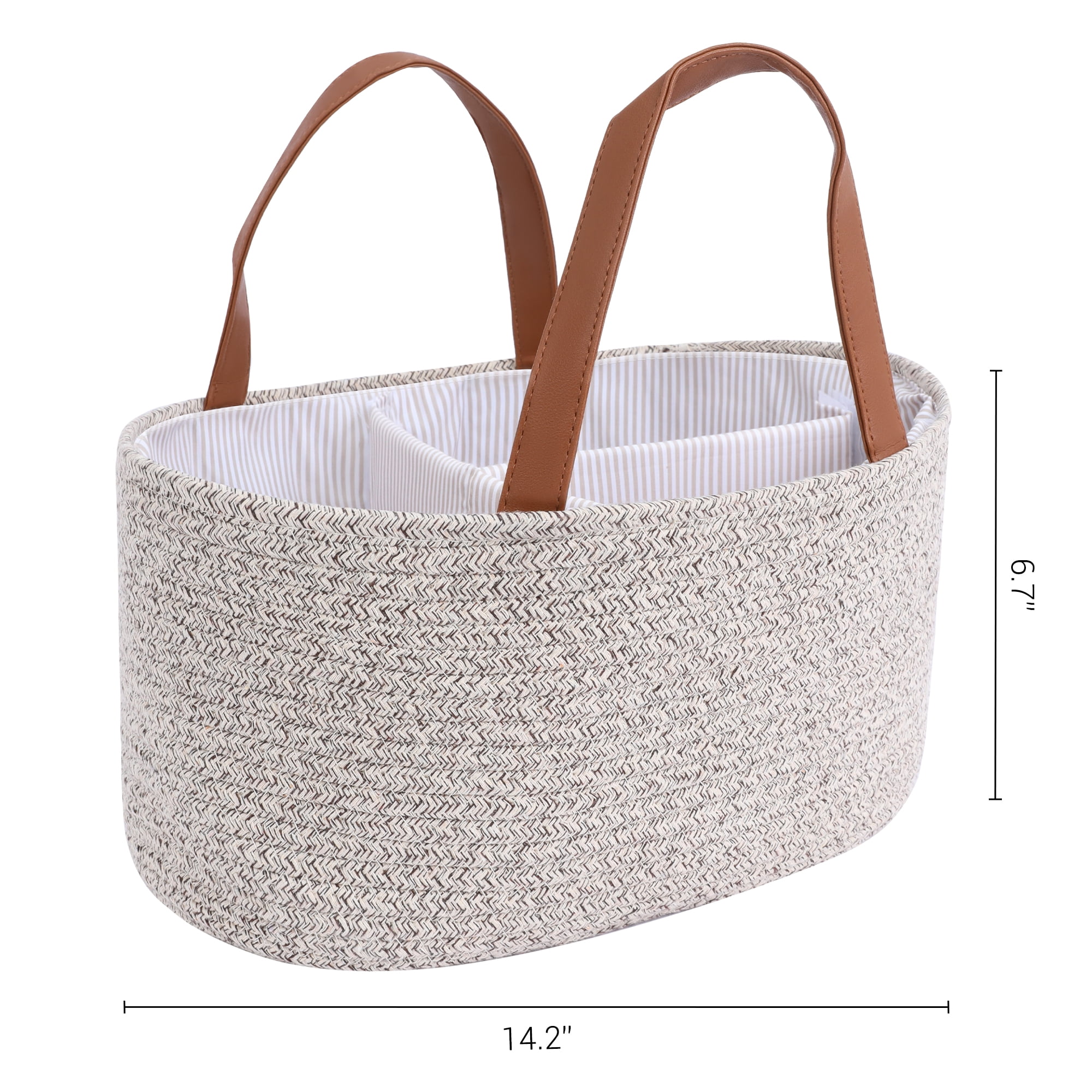 Unique Bargains 1 Pack Woven Storage Basket Bin with Divider and Handle Brown S