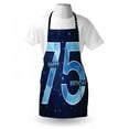 thumbnail image 3 of 75th Birthday Apron Geometric and Abstract Design in Blue Colors with Stars Background, Unisex Kitchen Bib Apron with Adjustable Neck for Cooking Baking Gardening, Dark Blue Pale Blue, by Ambesonne, 3 of 3