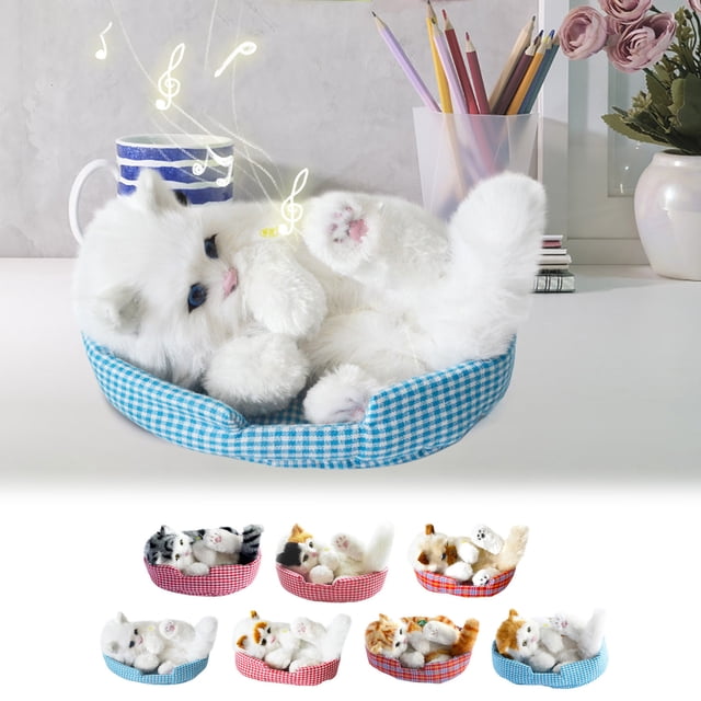Adorno de Mascota de Peluda, Maullido Realista, Diseño de Piel Sintética Suave, Decoración para Casa, Oficina y Coche, Regalo Único de Imitación para Amantes de Las Mascotas, Decoración Coleccionable