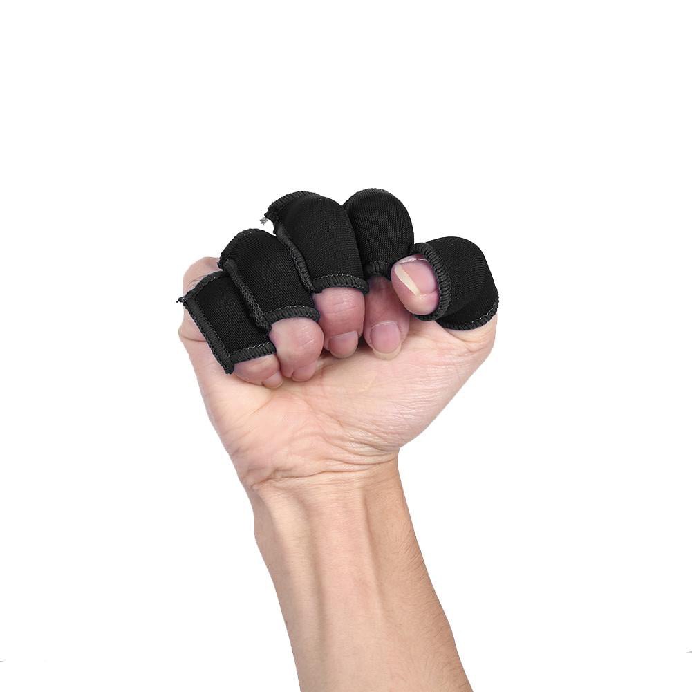 5Pcs Stretchy Finger Protector Sleeves Support for Basketball Black 