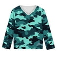thumbnail image 4 of YUNAFFT Chandail à Col en V pour Filles Imprimé Camouflage Manches Longues Style Décontracté, 4 of 8