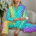 thumbnail image 6 of Pajama Sets for Women 2 Pcs, Rainbow Scales2 Button Down Long Sleeve Sleepwear Lounge PJ Sets, 6 of 6