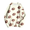 thumbnail image 4 of Tiweut Womens' Leisure Sweatshirts Fashion Football Printed Round Neck Hoodless Long Sleeve Loose Fit Pullover Tops Beige,L, 4 of 4