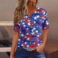thumbnail image 2 of American Flag 3/4 Sleeve Shirts for Women 2024 Patriotic Casual Tops for Women Patriotic Blouses Button Neck 4th of July Pullover Trendy Loose T-Shirt Top, 2 of 5