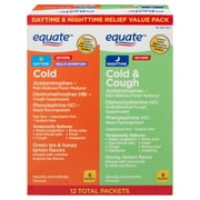 Equate Daytime Cold & Nighttime Cold & Cough Multi-Symptom Severe Relief Powder, over the Counter, 12 Count