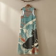 thumbnail image 5 of Xoenoiee Cat Koi Fish Print Linen-Like Maxi Dresses for Women 2026 Plum Blossom Waves Casual Summer Sundresses with Pockets 2026 Round Neck Sleeveless Tank Dress Flowy Outfits with Back Zipper, XL, 5 of 7