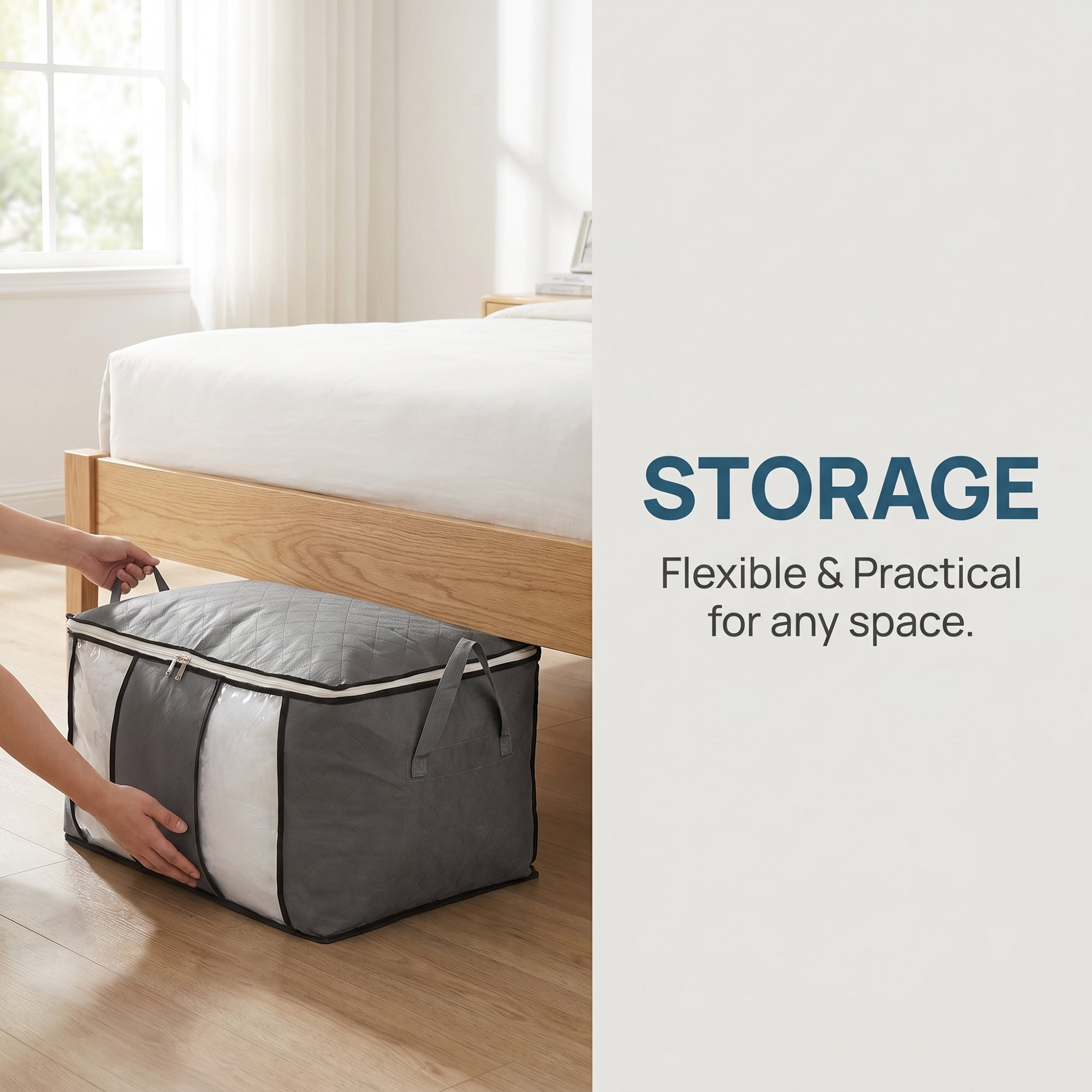 Unique Bargains Dustproof Moving Sack Side Handle Quilt Storage Bag Gray 23.6" x 15.7" x 13.8"