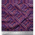 thumbnail image 1 of Soimoi Purple Japan Crepe Satin Fabric Arrow & Triangle Geometric Print Fabric by Yard 42 Inch Wide, 1 of 3