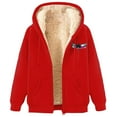 thumbnail image 2 of Brilliant Jackets for Women Winter Women's Long Hoodies Tunic WInter Warm Fleece Lined Zip Up Hooded Sweatshirt Jacket Coat Red M, 2 of 4