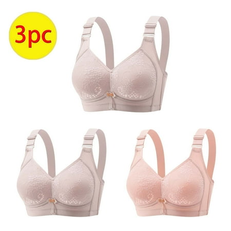 GERsome Womens Push Up Everyday Bras Comfortable Wireless Underwear Full Coverage V Neck Seamless Bra Smooth Brassiere Wire Free Basic Bras Pack of 3 Assorted Color 2Purple/Pink XL