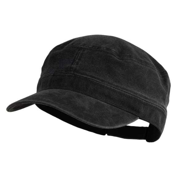 Big Size Washed Pigment Dyed Army Cap - Black 2XL-3XL