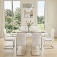 thumbnail image 2 of StnTalk Modern Dining Table Set for 6, Rectangular Kitchen & Dining Room Table with 6 White PU Leather Chairs, MDF Table with Metal Legs for Home Apartment, 2 of 8